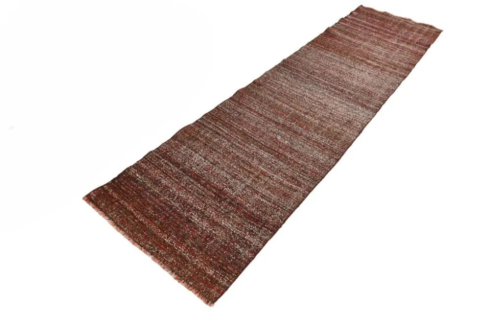 Kilim Vintage Turc Rouge Brique, Tissé Main, Style Rustique Moderne, 82x315