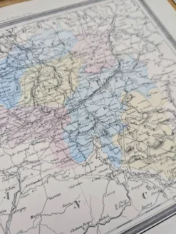 La Belgique, carte ancienne, imprimée en 1852.