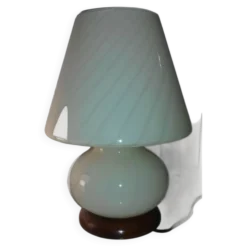 Lampe champignon murano spirale couleur ocre ans 70 vintage glass be