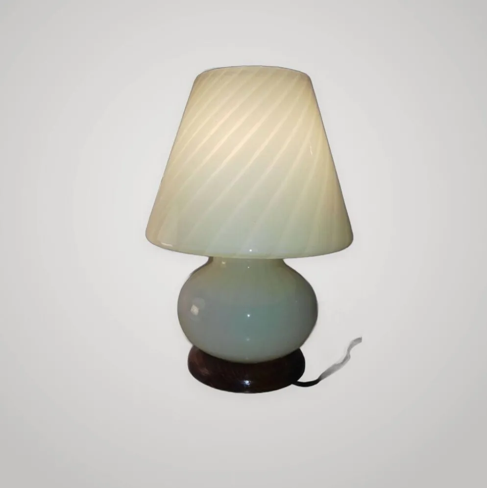 Lampe champignon murano spirale couleur ocre ans 70 vintage glass be