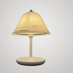 Lampe de table champignon en verre Murano et métal blanc, 1970