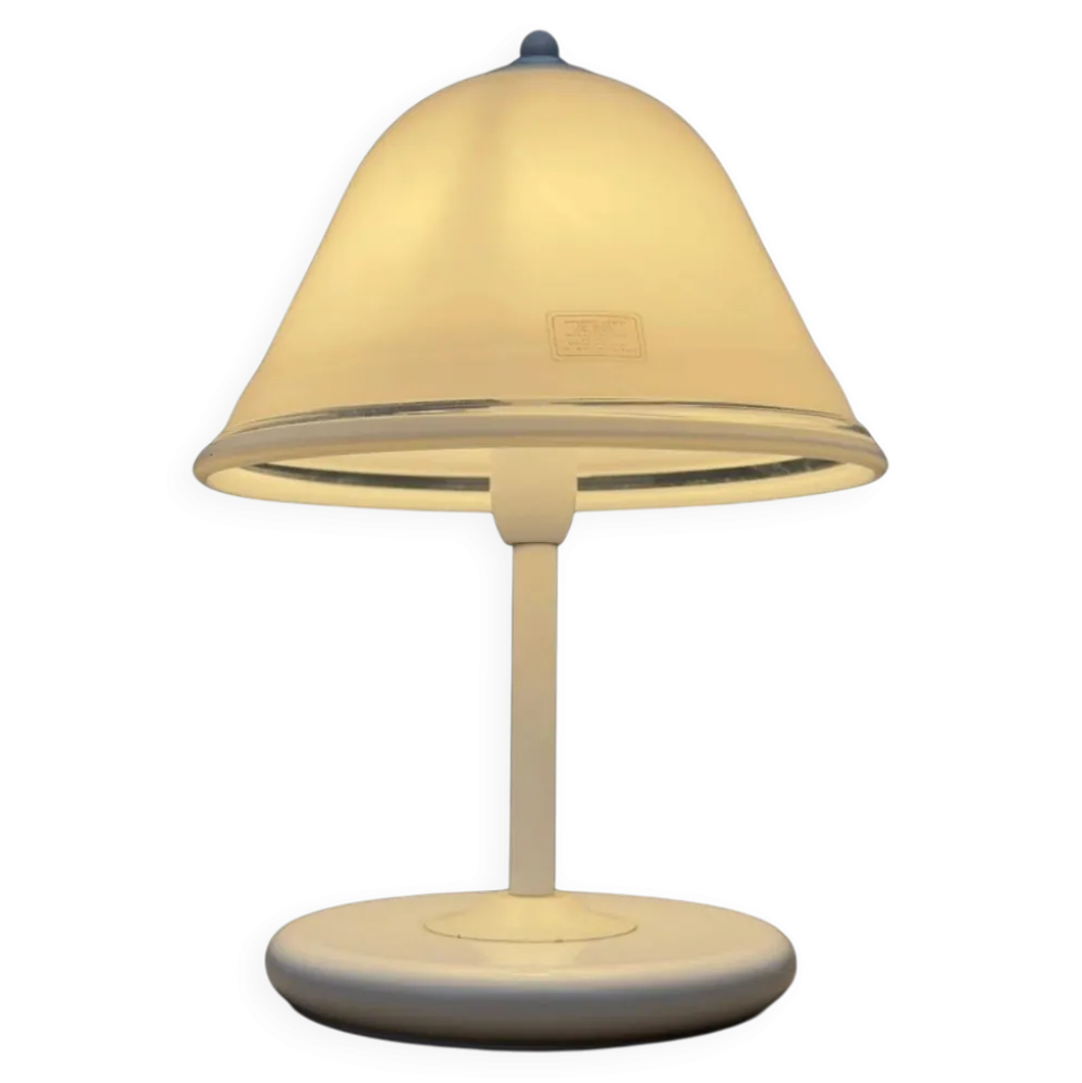 Lampe de table champignon en verre Murano et métal blanc, 1970