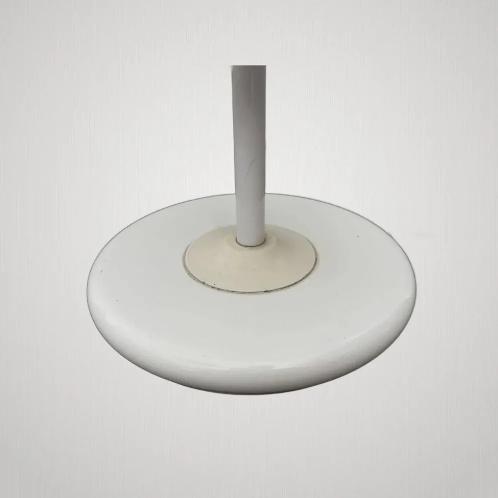 Lampe de table champignon en verre Murano et métal blanc, 1970