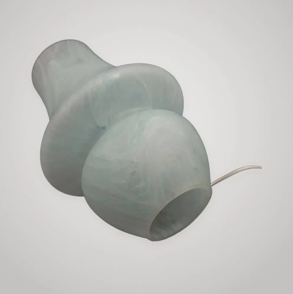 Lampe de table en verre de murano champignon bleu blanc design moderniste 1