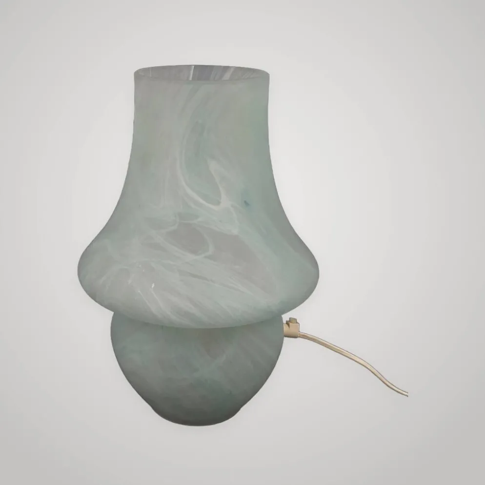 Lampe de table en verre de murano champignon bleu blanc design moderniste 1