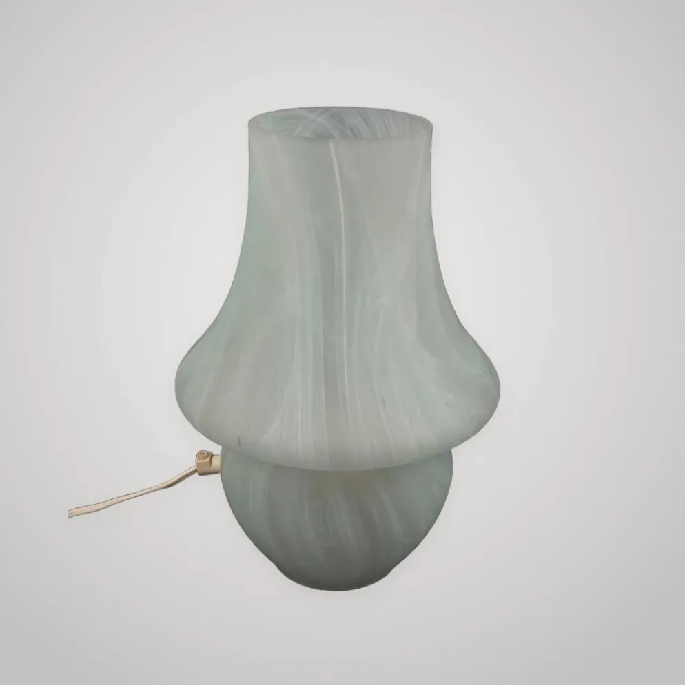 Lampe de table en verre de murano champignon bleu blanc design moderniste 1