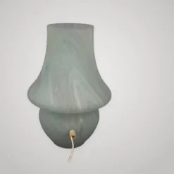 Lampe de table en verre de murano champignon bleu blanc design moderniste 1