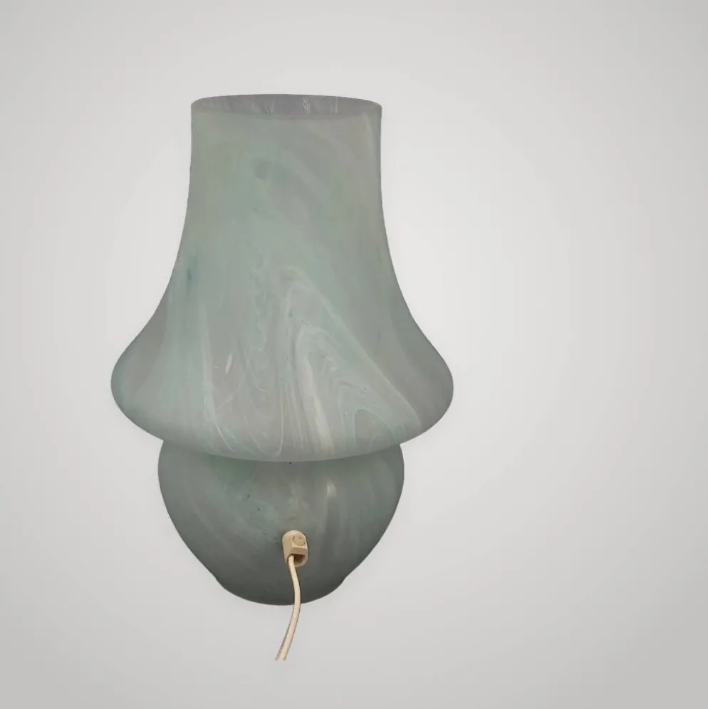 Lampe de table en verre de murano champignon bleu blanc design moderniste 1