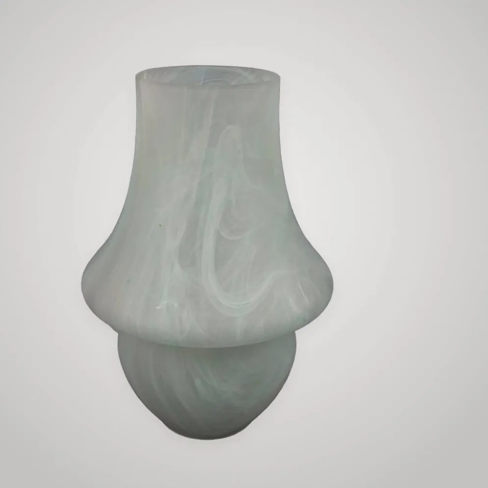 Lampe de table en verre de murano champignon bleu blanc design moderniste 1