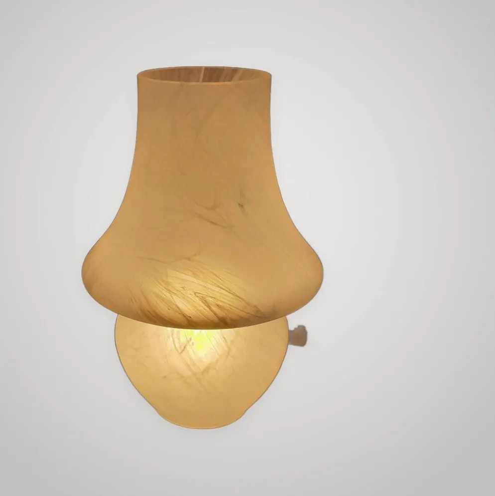 Lampe de table en verre de murano champignon bleu blanc design moderniste 1