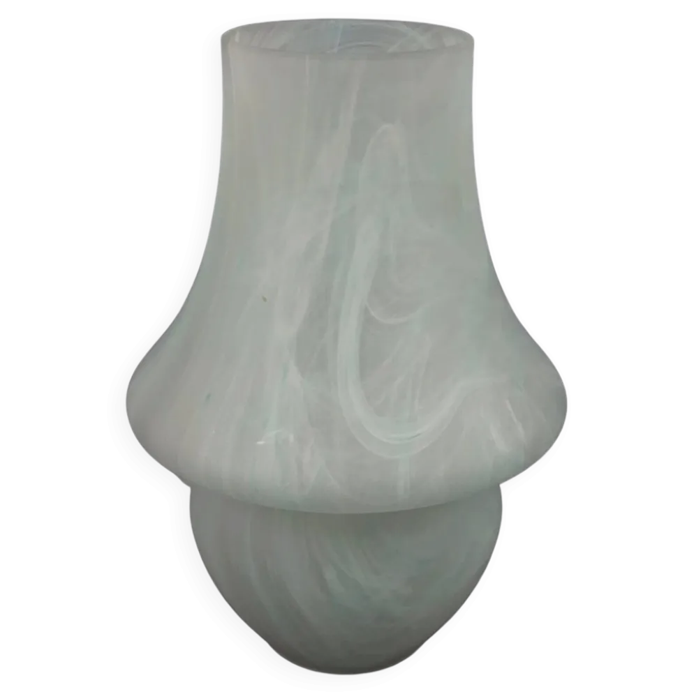 Lampe de table en verre de murano champignon bleu blanc design moderniste 1