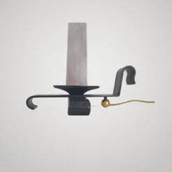 Lampe de table vintage 1950 en cuir noir & bordeaux 50s dlg jacques adnet r