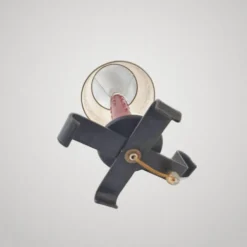 Lampe de table vintage 1950 en cuir noir & bordeaux 50s dlg jacques adnet r