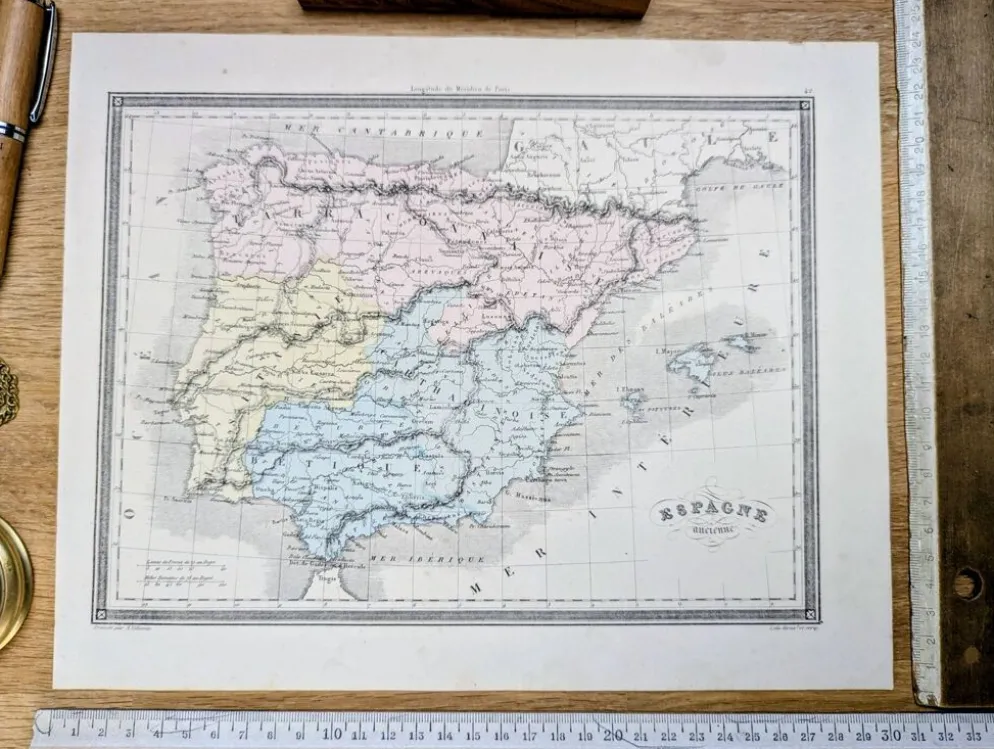L'ancienne Espagne, carte imprimée en 1852.