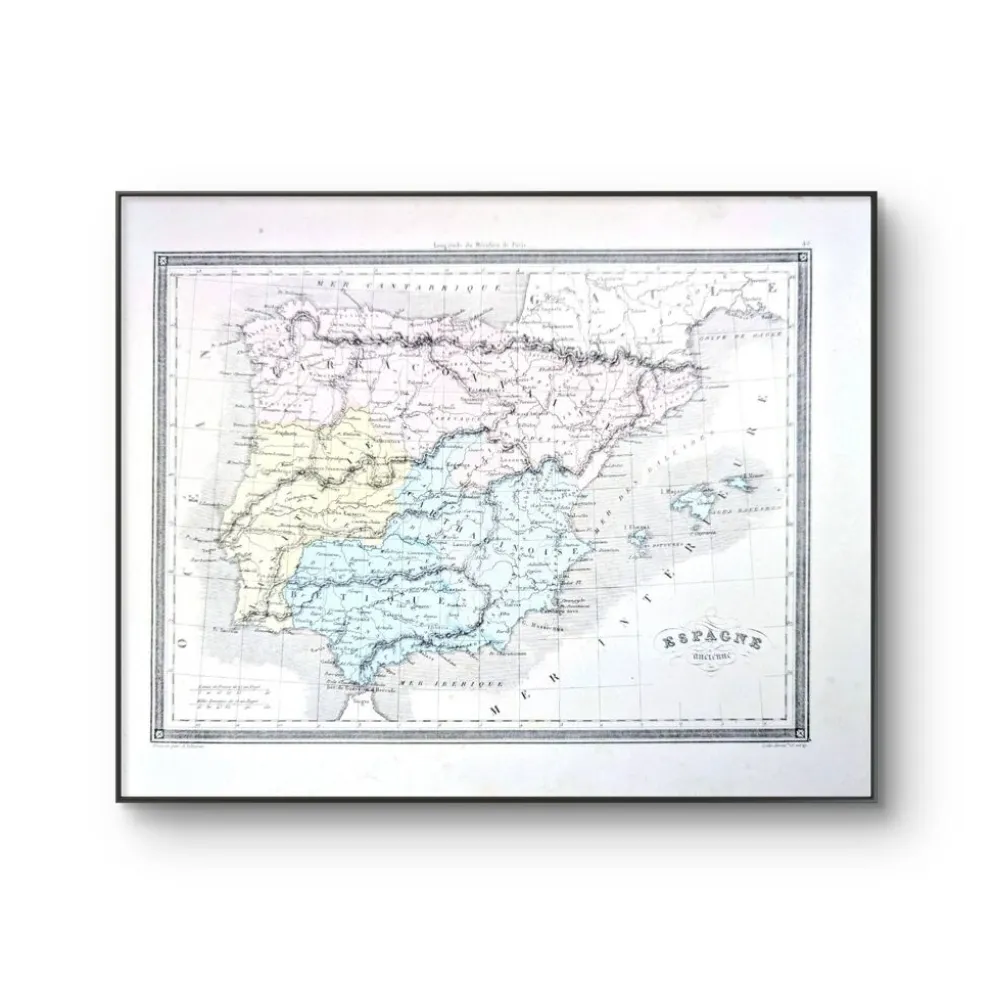 L'ancienne Espagne, carte imprimée en 1852.