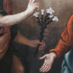 L'Annonciation, Italie, 17ème siècle, peinture à l'huile antique sur toile