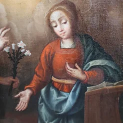 L'Annonciation, Italie, 17ème siècle, peinture à l'huile antique sur toile