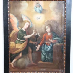 L'Annonciation, Italie, 17ème siècle, peinture à l'huile antique sur toile