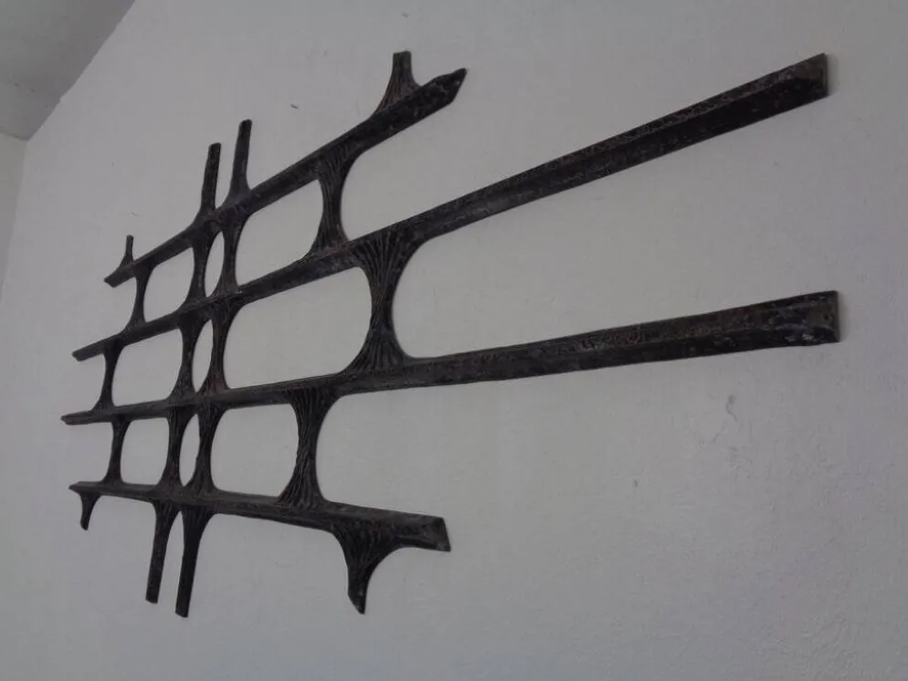 Large German Brutalist Iron Wall Sculpture, 1960s