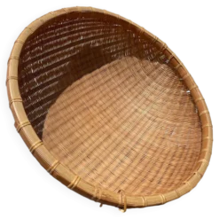Large panière ronde en rotin