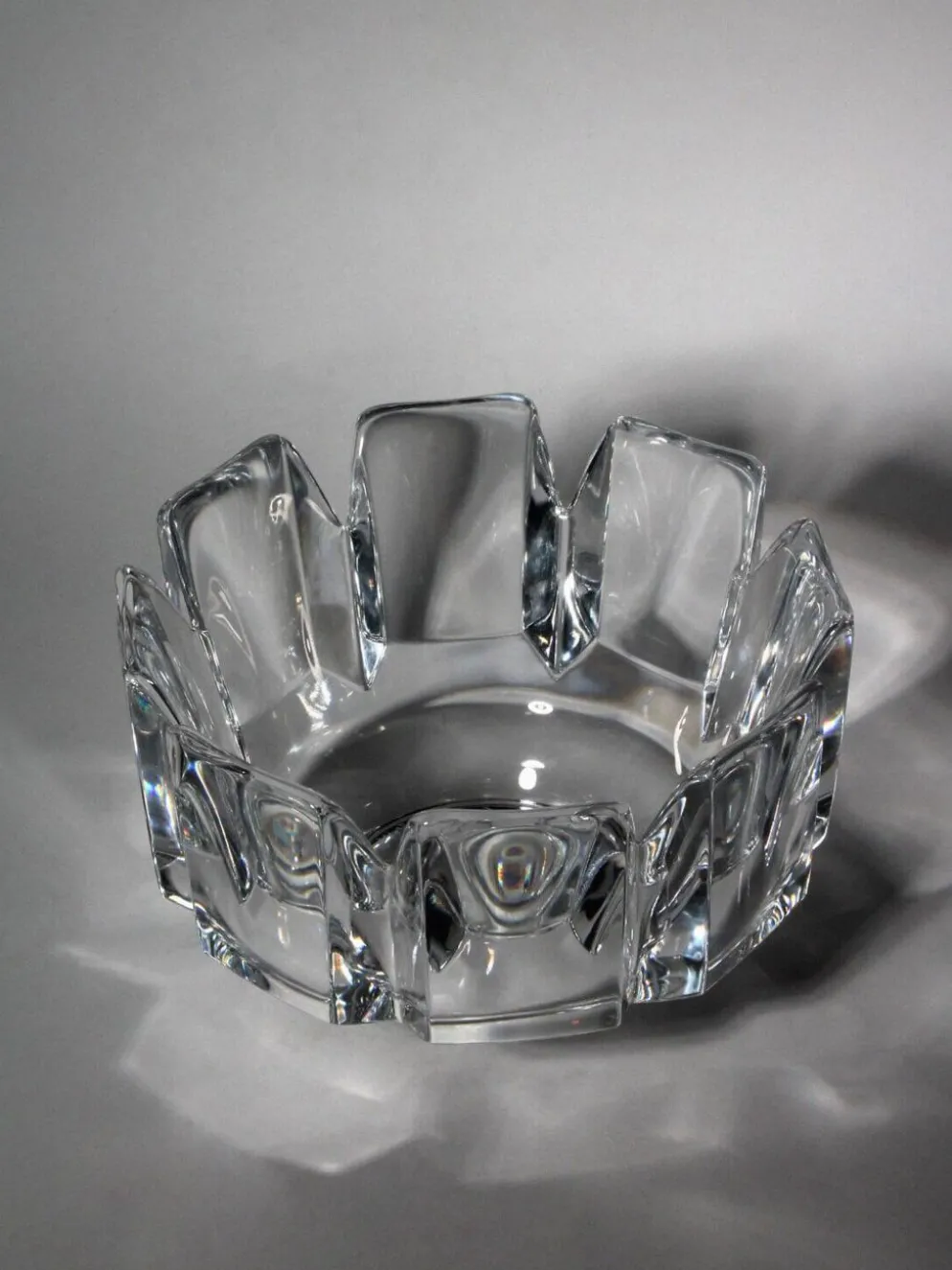 Lars Hellsten "Corona" Grand Bol en Cristal Plein, Pour Orrefors, Suède
