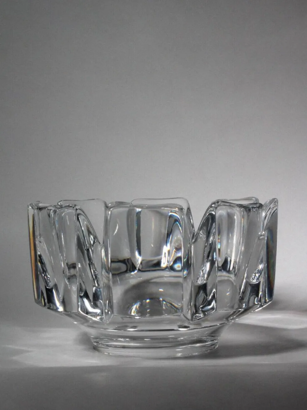 Lars Hellsten "Corona" Grand Bol en Cristal Plein, Pour Orrefors, Suède