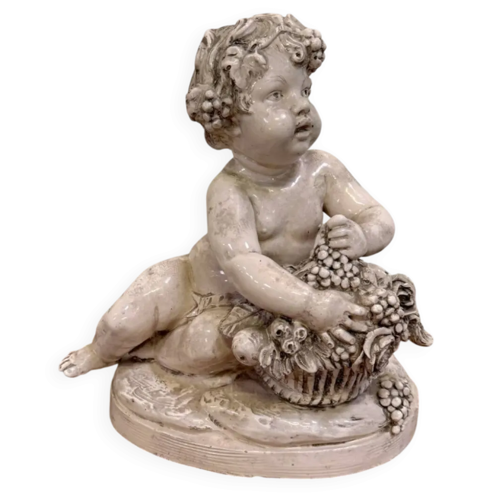 Lebrun : Putti en terre cuite émaillée