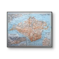 Île de Wight, Angleterre, plan original imprimé en 1913.