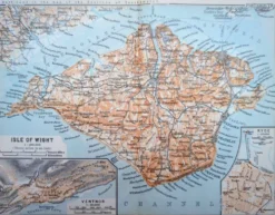 Île de Wight, Angleterre, plan original imprimé en 1913.