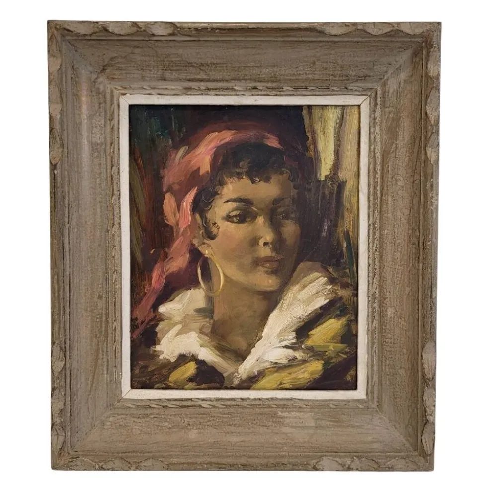 Óleo sobre tabla “Gitana”, 40’s - Francia