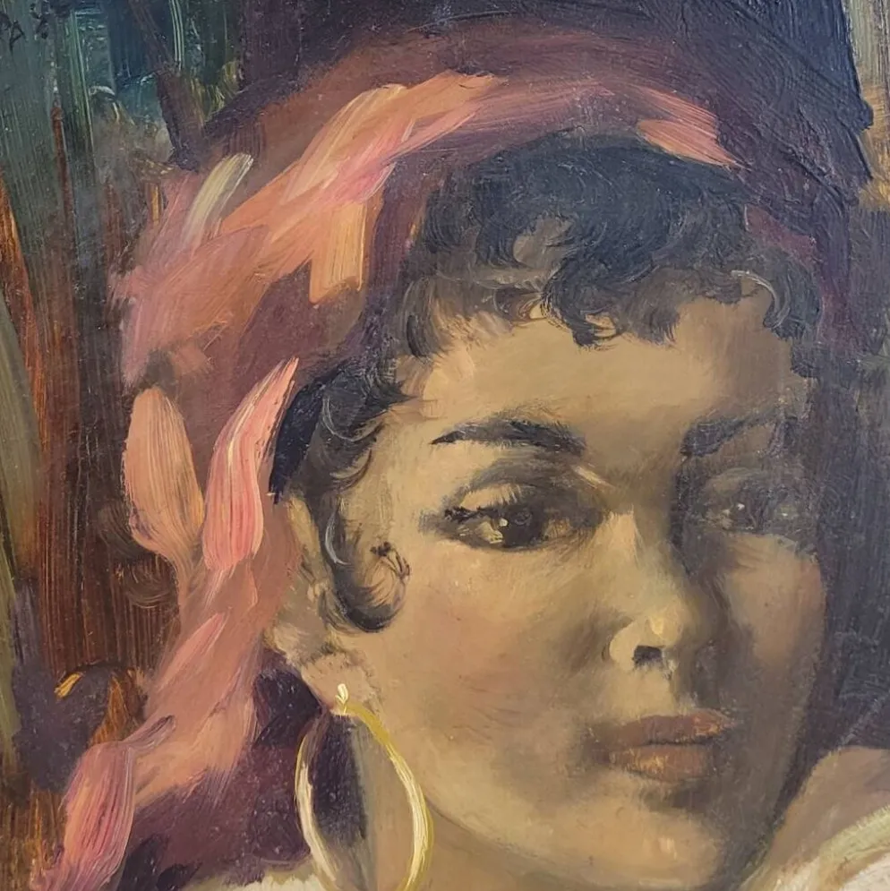 Óleo sobre tabla “Gitana”, 40’s - Francia