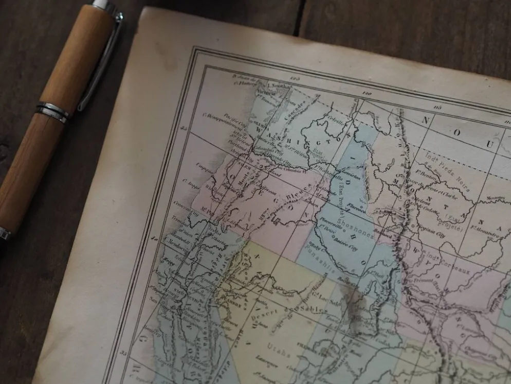 Les États-Unis, carte imprimée en 1879. Vintage Authentique.