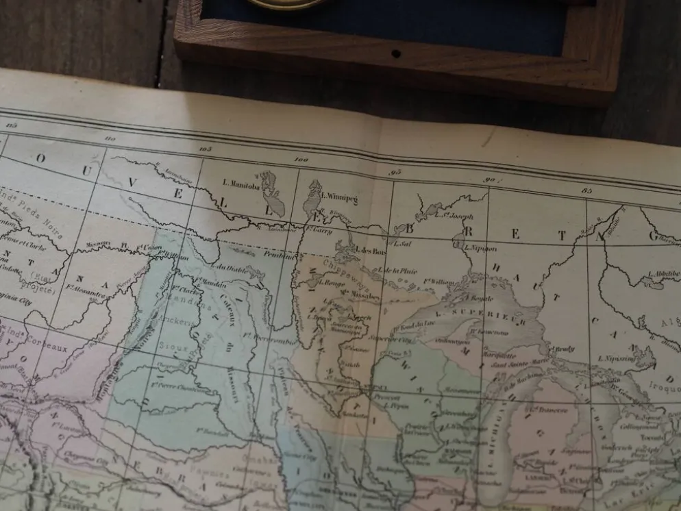 Les États-Unis, carte imprimée en 1879. Vintage Authentique.