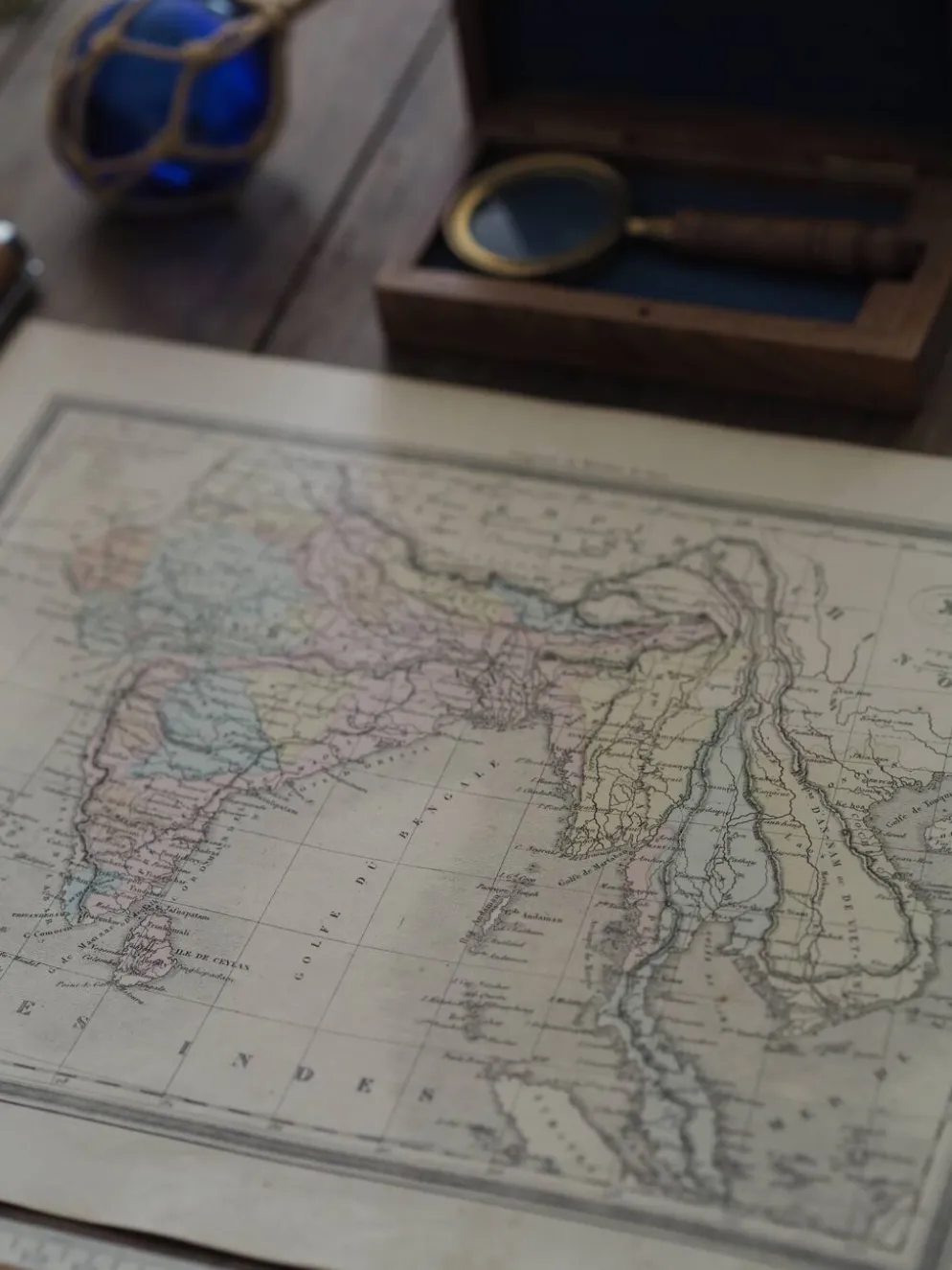 L'Inde, carte imprimée en 1852. Vintage Authentique. 29.5x24cm