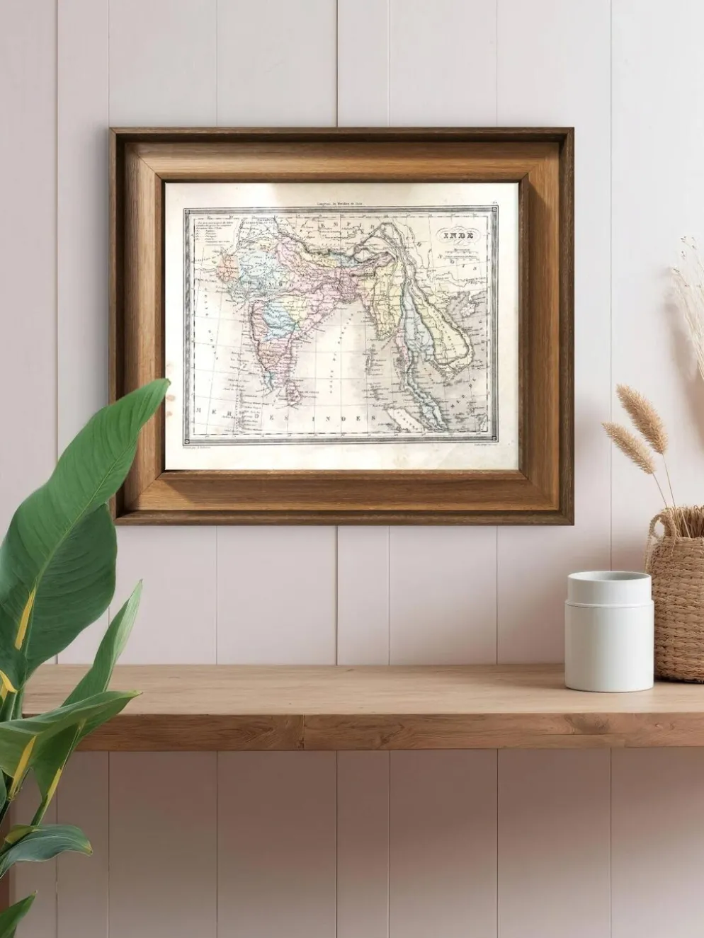 L'Inde, carte imprimée en 1852. Vintage Authentique. 29.5x24cm