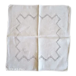 Linge de table en damassé ancien - monogrammé