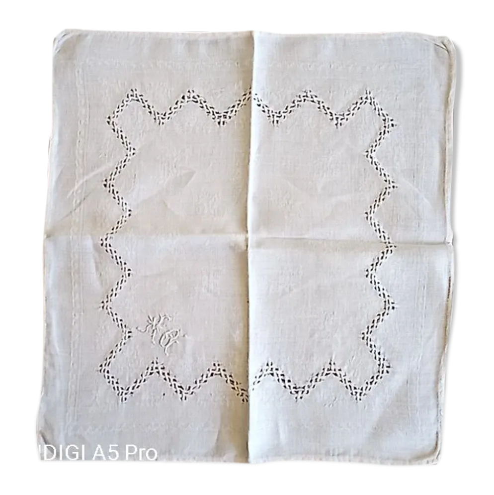 Linge de table en damassé ancien - monogrammé