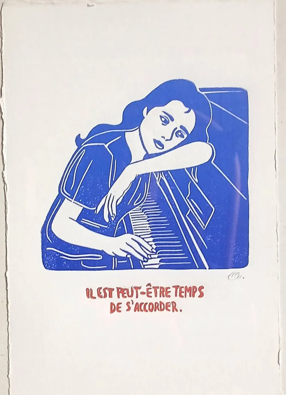 Linogravure Noémie Mahieux signée & encadrée.