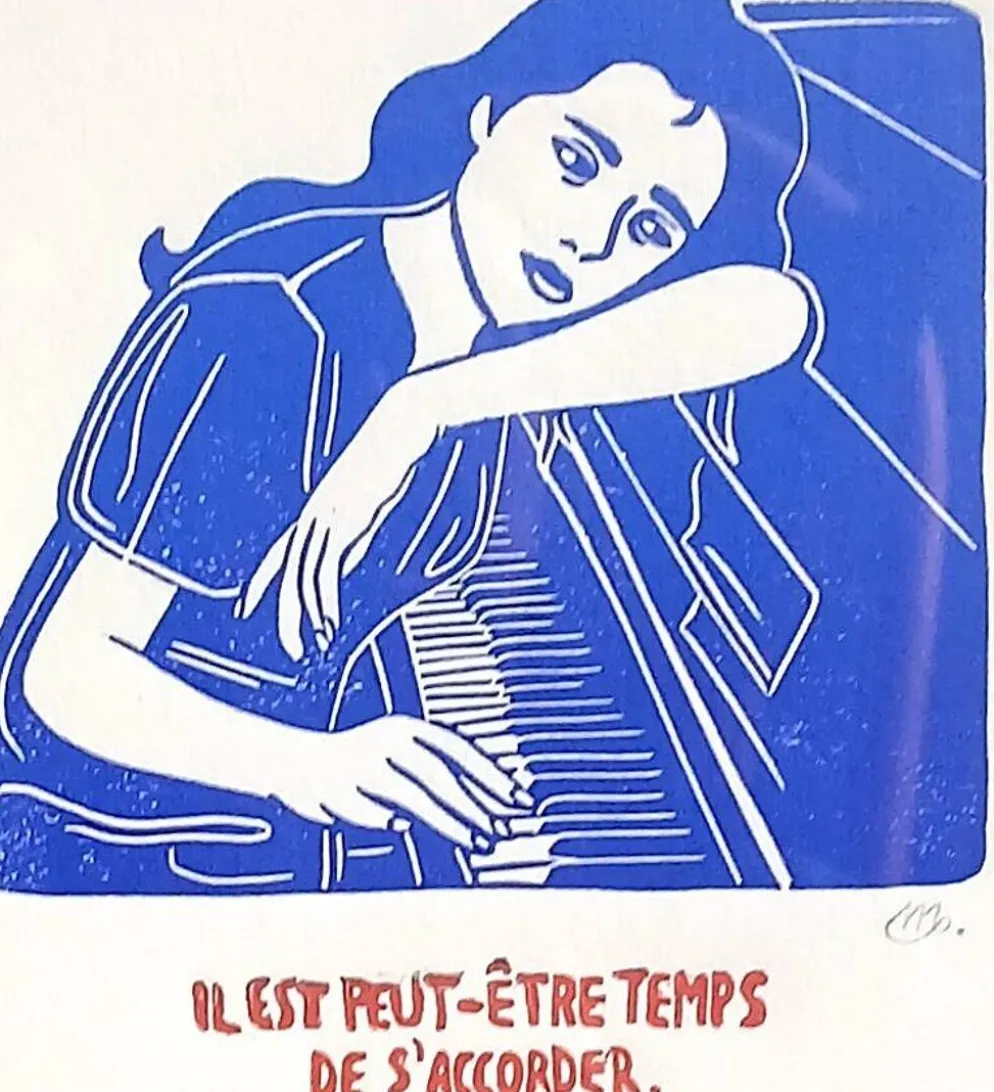 Linogravure Noémie Mahieux signée & encadrée.