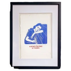 Linogravure Noémie Mahieux signée & encadrée.
