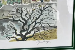 Lithographie de Yves Brayer village du Lubéron