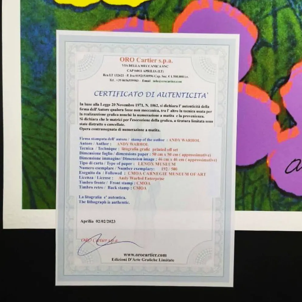 Lithographie Édition Limitée "Fleurs" par Andy Warhol par CMOA - Après - COA