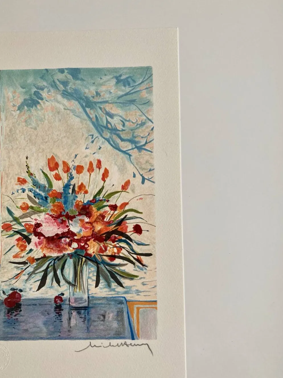 Lithographie (EA) signée Michel Henry - Bouquet à la fenêtre