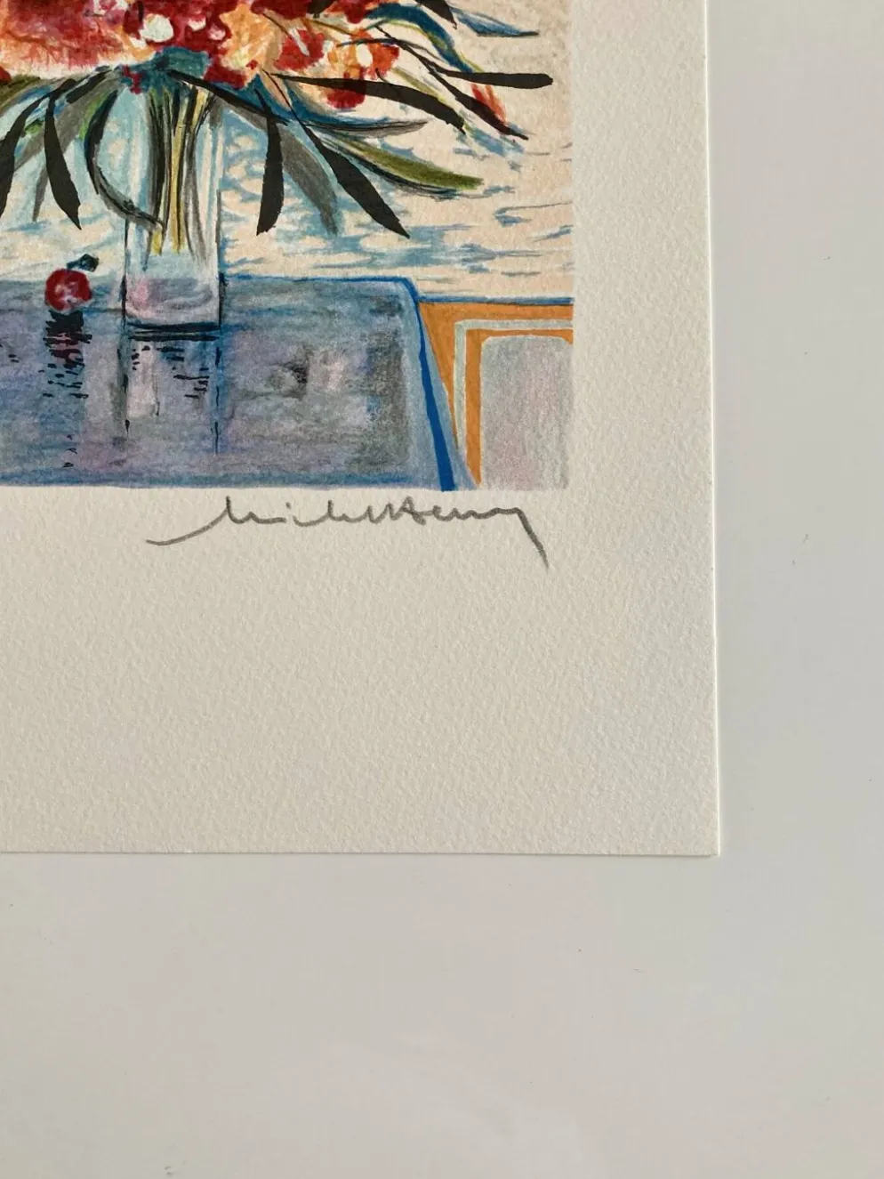 Lithographie (EA) signée Michel Henry - Bouquet à la fenêtre