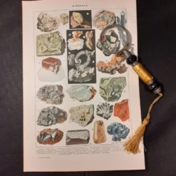 Lithographie sur les minéraux de 1922 (pyrite)