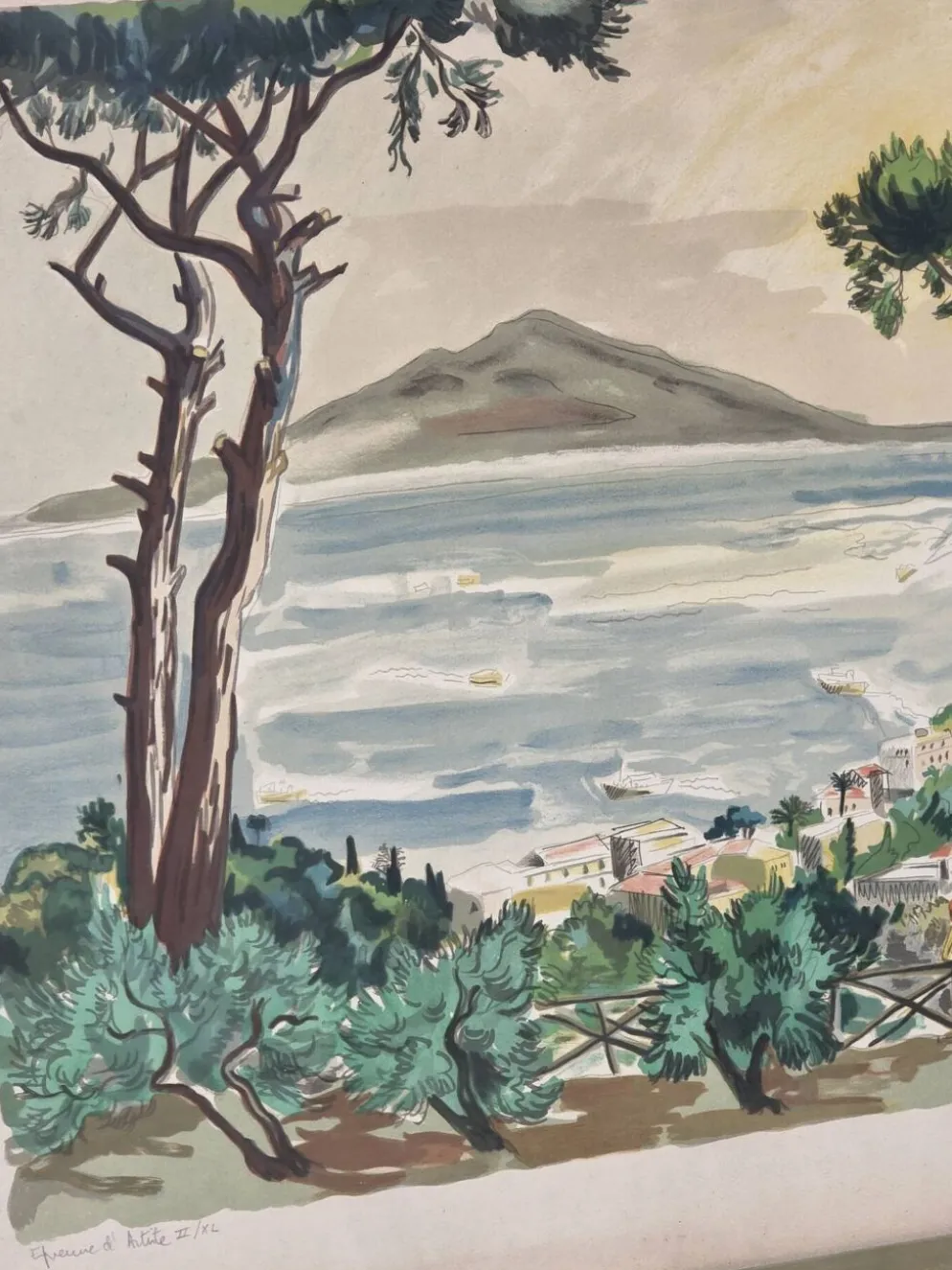 Lithographie Yves Brayer "Baie de Naples"