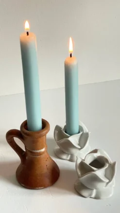 Lot bougeoirs porcelaine et grès vintage