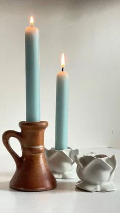Lot bougeoirs porcelaine et grès vintage