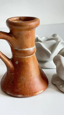 Lot bougeoirs porcelaine et grès vintage
