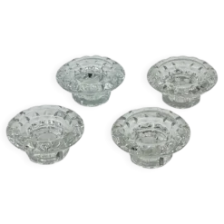 Lot de 4 Bougeoirs Cristal Ciselé Bolsius France 70s